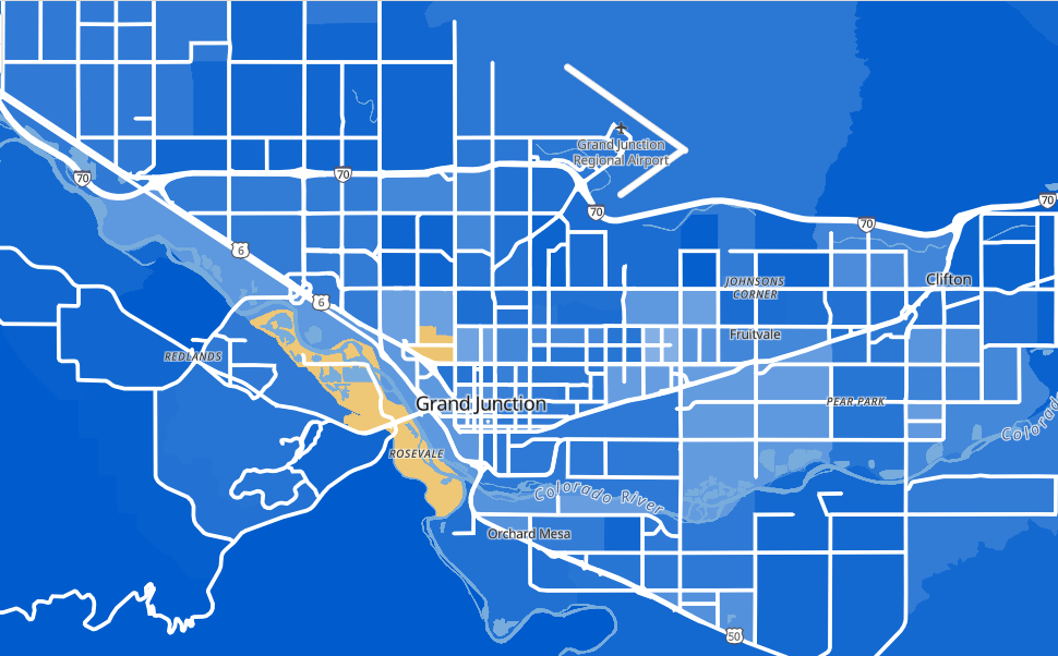 Map of DM Mechanical's Grand Junction, Colorado service area